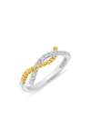 H.j. Namdar 14k Gold Diamond Beaded Twisted Band Ring In Metallic