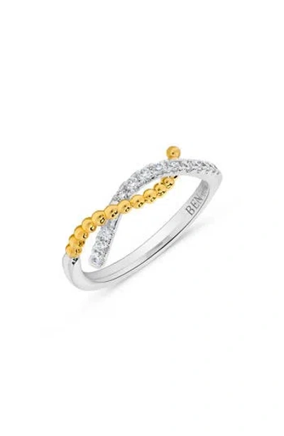 H.j. Namdar 14k Gold Diamond Beaded Twisted Band Ring In Metallic