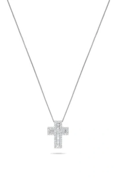 H.j. Namdar 14k Gold Diamond Cross Necklace In White Gold