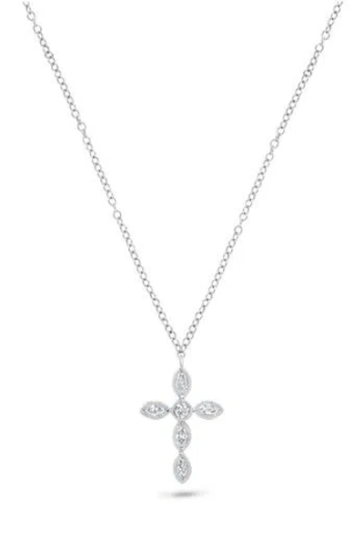 H.j. Namdar 14k Gold Diamond Cross Necklace In White Gold