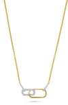 H.j. Namdar 14k Gold Diamond Interlocking Paper Clip Link Pendant Necklace In Gold