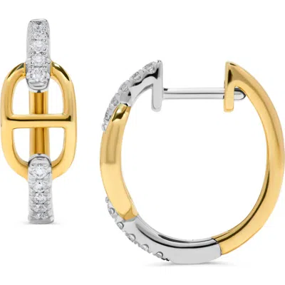 H.j. Namdar 14k Gold Diamond Mariner Link Huggie Hoop Earrings In Multi