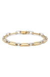 H.j. Namdar 14k Gold Diamond Paper Clip Chain Bracelet In Yellow And White Gold