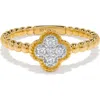 H.j. Namdar 14k Gold Pavé Diamond Clover Ring In Gold