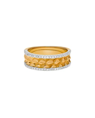H.j. Namdar 14k Two-tone 0.20 Ct. Tw. Diamond Stackable Ring In Gold