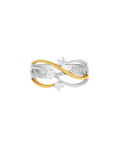 H.j. Namdar 14k Two-tone 0.37 Ct. Tw. Diamond Layer Ring In Silver