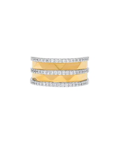 H.j. Namdar 14k Two-tone 0.38 Ct. Tw. Diamond Faceted Ring In Metallic