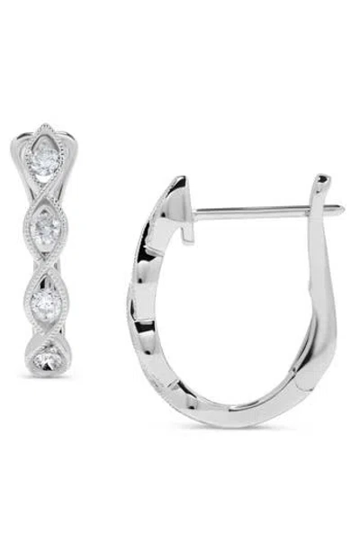 H.j. Namdar 14k White Gold Diamond Milgrain Huggie Hoop Earrings