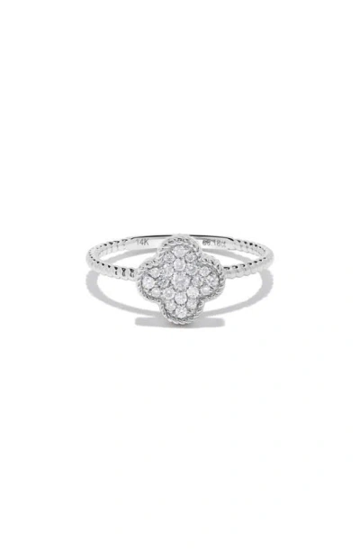 H.j. Namdar 14k White Gold Pavé Diamond Clover Ring