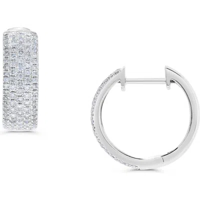 H.j. Namdar 14k White Gold Pavé Diamond Huggie Hoop Earrings