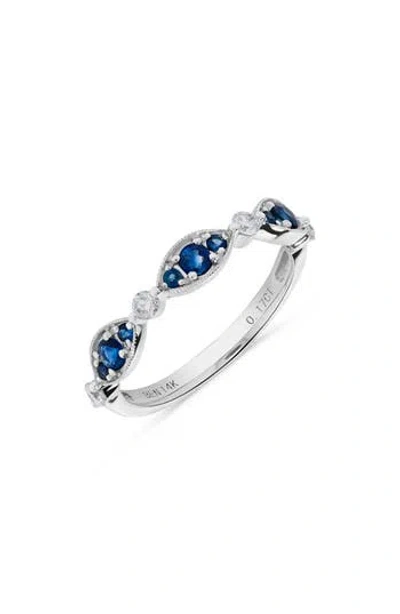 H.j. Namdar 14k White Gold Sapphire & Diamond Stackable Ring