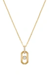 H.j. Namdar 14k Yellow Gold Bezel Diamond Paper Clip Pendant Necklace In Gold