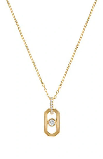 H.j. Namdar 14k Yellow Gold Bezel Diamond Paper Clip Pendant Necklace