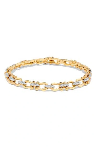 H.j. Namdar 14k Yellow Gold Diamond Horseshoe Link Tennis Bracelet In Yellow And White Gold