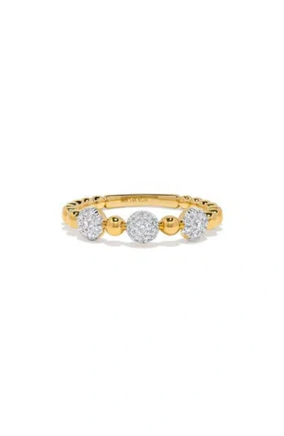 H.j. Namdar 14k Yellow Gold Pavé Diamond Beaded Band Ring
