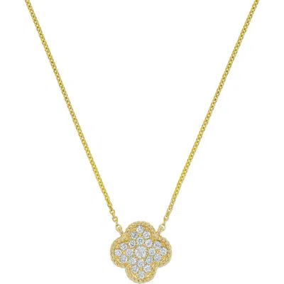 H.j. Namdar 14k Yellow Gold Pavé Diamond Clover Pendant Necklace