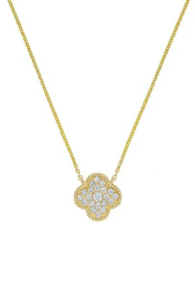 H.j. Namdar 14k Yellow Gold Pavé Diamond Clover Pendant Necklace