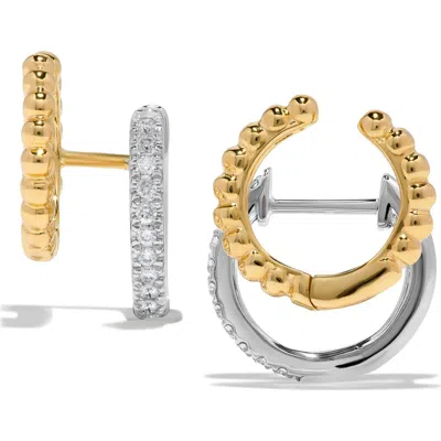 H.j. Namdar Beaded Cuff & Diamond Huggie Hoop Earrings