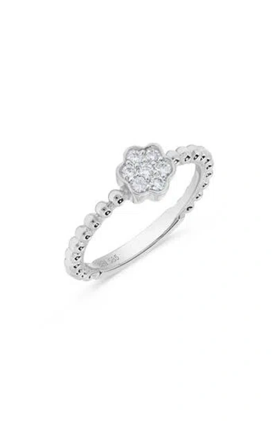 H.j. Namdar Beaded Floral Stacking Ring In Metallic