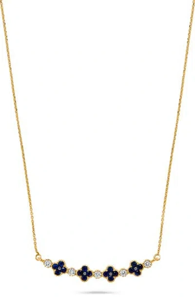 H.j. Namdar Clover Sapphire & Diamond Pendant Necklace In Gold