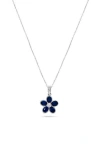 H.j. Namdar Diamond & Sapphire Flower Pendant Necklace