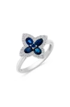 H.j. Namdar Diamond & Sapphire Flower Ring