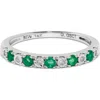 H.j. Namdar Diamond & Stone Stackable Ring In White Gold/emerald/diamond