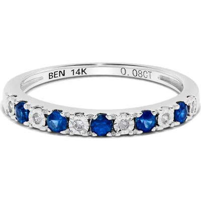 H.j. Namdar Diamond & Stone Stackable Ring In White Gold/sapphire/diamond