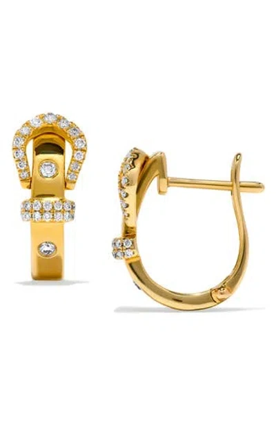 H.j. Namdar Diamond Belt Buckle Huggie Hoop Earrings