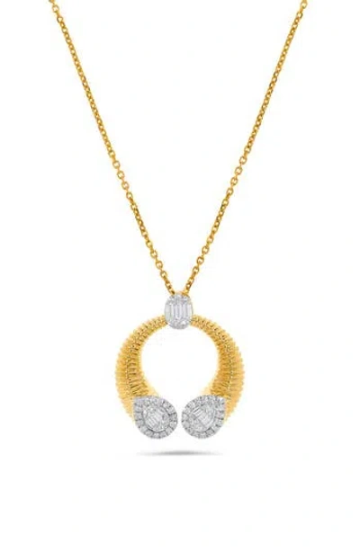 H.j. Namdar Diamond Cluster Horn Pendant Necklace