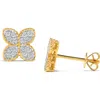 H.j. Namdar Diamond Floral Braided Stud Earrings In Gold