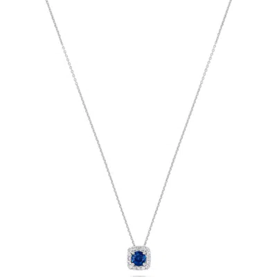 H.j. Namdar Diamond Halo Sapphire Pendant Necklace In Gold