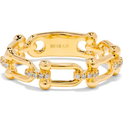 H.j. Namdar Diamond Horseshoe Chain Link Ring In Yellow Gold