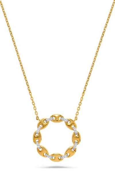 H.j. Namdar Diamond Mariner Link Circle Pendant Necklace