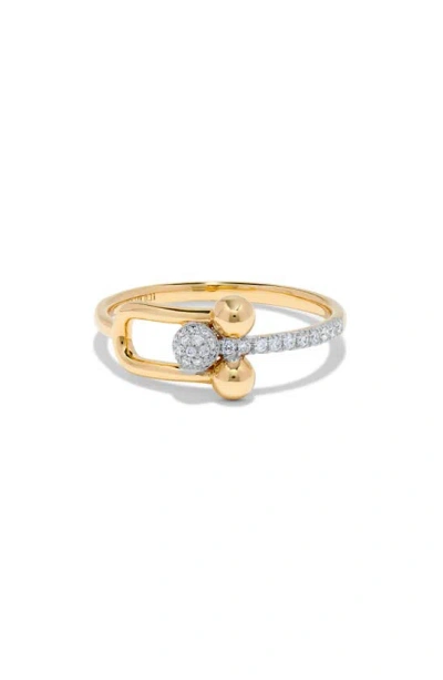 H.j. Namdar Diamond Pavé Horseshoe Ring In 14k Yellow And White Gold