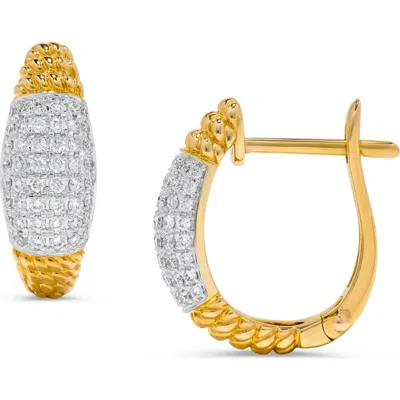 H.j. Namdar Diamond Rope Twist Huggie Hoop Earrings
