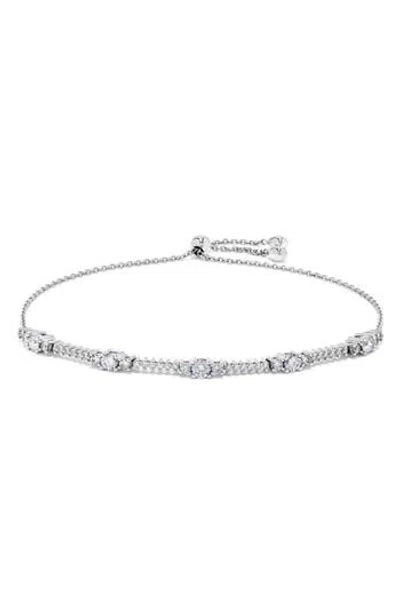 H.j. Namdar Diamond Tennis Illusion Bolo Bracelet In White Gold