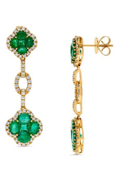 H.j. Namdar Emerald & Diamond Clover Drop Earrings In Yellow Gold