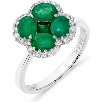 H.j. Namdar Emerald & Diamond Clover Ring In Metallic