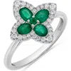 H.j. Namdar Emerald & Diamond Flower Ring
