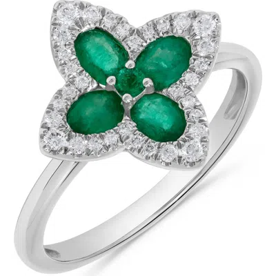 H.j. Namdar Emerald & Diamond Flower Ring
