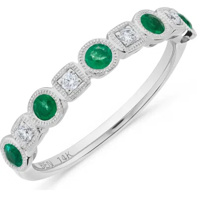 H.j. Namdar Emerald & Diamond Stacking Ring In Pattern