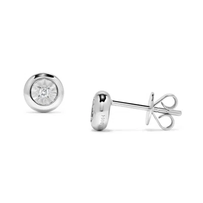 H.j. Namdar H. J. Namdar 0.04 Ct Tw Miracle Diamond Studs Earrings 14k White Gold Natural Diamonds In Silver