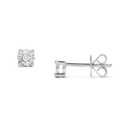 H.j. Namdar H. J. Namdar 0.04 Ct Tw Miracle Diamond Studs Earrings 14k White Gold Natural Diamonds In Silver