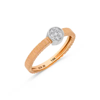 H.j. Namdar H. J. Namdar 0.06 Ct Tw Textured Matte Gold Prong Set Round Diamond Cluster Ring 14k Two Tone Gold N In Silver