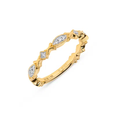 H.j. Namdar H. J. Namdar 0.07 Ct Tw Milgrain Prong Seat Round Diamond Stack Ring 14k Yellow Gold Natural Diamond
