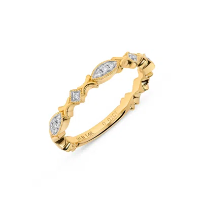 H.j. Namdar H. J. Namdar 0.07 Ct Tw Milgrain Prong Seat Round Diamond Stack Ring 14k Yellow Gold Natural Diamond In Silver