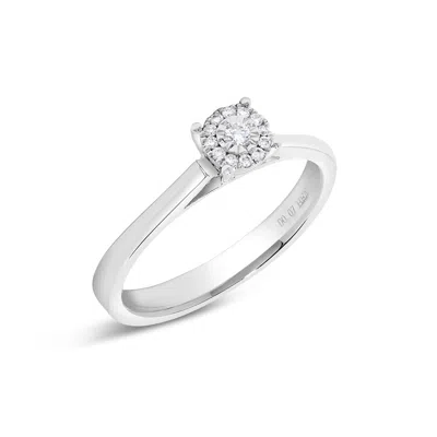 H.j. Namdar H. J. Namdar 0.07 Ct Tw Miracle Set Diamond Halo Ring 14k White Gold Natural Diamonds In Silver