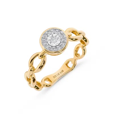 H.j. Namdar H. J. Namdar 0.08 Ct Tw Miracle Set Diamond Oval Link Ring 14k Two Tone Gold Natural Diamonds In Silver