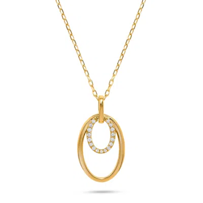 H.j. Namdar H. J. Namdar 0.08 Ct Tw Prong Set Round Diamond Double Oval Shape Necklace 14k Yellow Gold Natural D